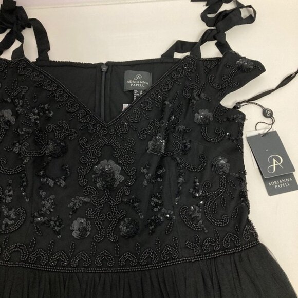 Adrianna Papell Gown with Bow Straps Beaded Bodice - Picture 4 of 8